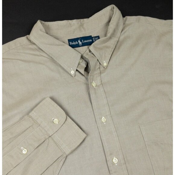 Polo Ralph Lauren Button-Down Shirt Men's 3XLT Tall Light Tan Long Sleeve - Picture 1 of 12